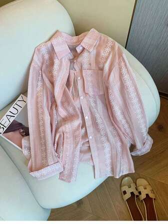 Women's Elegant Casual Embroidered Jacquard Blouse