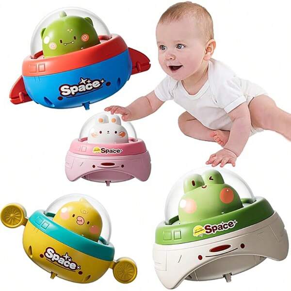 1pc Baby Push And Go Toy Car, Push Activated Toy Vehicle, Montessori Early Education Crawling Toy - Suitable For Toddlers, Battery-Free, Manual Operation, Push And Move Car, Parent-Child Interaction, Children Push Toy Car, Ideal Gift For Boys And Girls Birthday Holiday (Some Accessory Colors Random)