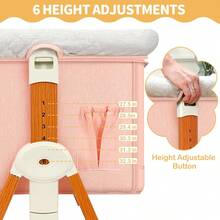 3-In-1 Crib Side Bassinet, Bedside Crib, Baby Bassinet With Storage Basket And Mosquito Net, Easy To Fold Bedside Adjustable Height Portable Crib For Infant/Baby/Newborn, Good Thing For Child Growth, Baby Need,Baby Stuff, Essential For New Mothers,Newborn Gift - Hồng - Xem 3