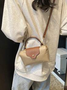 1 pieza Bolso de mano pequeño y cuadrado de moda, bolso de hombro y bandolera versátil y a la moda para mujeres, monedero mini de unicolor que cabe teléfono, monedas, lápiz labial, para uso diario y commuter