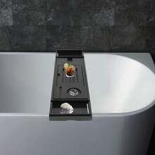 SENDERPICK Bath Serving Table Tray Expandable Bathtub Shelf Caddy Tray Bathtub Storage Rack For Candle Towel - Black - View 5