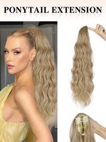 Ponytail Extensions, Long Claw Clip In Ponytail Hairpiece Synthetic Pony Tails Hair Piece Natural Wavy Hairpieces For Women, 20 Inch - Multicolor - View 16