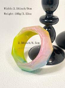 1pc New Simple Ocean Theme Resin Bracelet With Geometric Glitter Design, Tie Dye, Versatile For Banquet And Party, Suitable For All Seasons, Blue