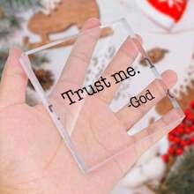 1 Stück "Trust Me.-God" Acryl Schild Tischdekoration, inspirierendes Acryl Block Schild Tischdekoration für Zuhause Schlafzimmer Mädchenzimmer Büro Regal Tisch, Schulbedarf, Rückkehr zur Schule