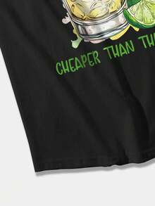 YUNCHIC - 男士休闲无袖背心，夏季轻便运动服，创意龙舌兰印花，圆领弹力打底衫，透气吸湿，健身训练外穿/内衣， - 黑色 - 查看 6