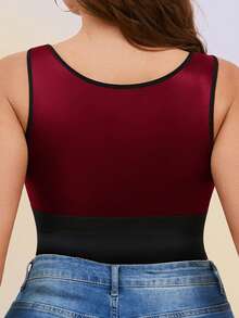 1pc New Year/Valentine's Day Waist Cincher Front Button Camisole With Built-In Cup Holder, Casual Outerwear - Burgundy - View 3