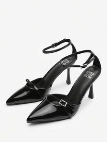 Where’s That From Jordan Strappy Pointed Toe High Heels - Black Patent - View 3