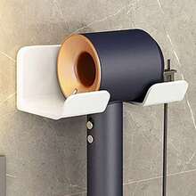 1个免钻孔吹风机支架，通用吹风机架，塑料浴室壁挂式，吹风机收纳架，多功能置物架，家用浴室配件，学校宿舍浴室，可安装在洗手池旁 - 耐用塑料储物架，时尚设计，适合打造整洁时尚的浴室收纳空间，浴室收纳和放置 - 彩色 - 查看 10