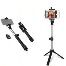 Support de perche à selfie, trépied, télécommande, support de trépied pour téléphone portable et perche à selfie, support de téléphone portable avec télécommande amovible, trépied pour smartphone, trépied pour téléphone, trépied pour téléphone portable, smartphones Android, appareil photo.