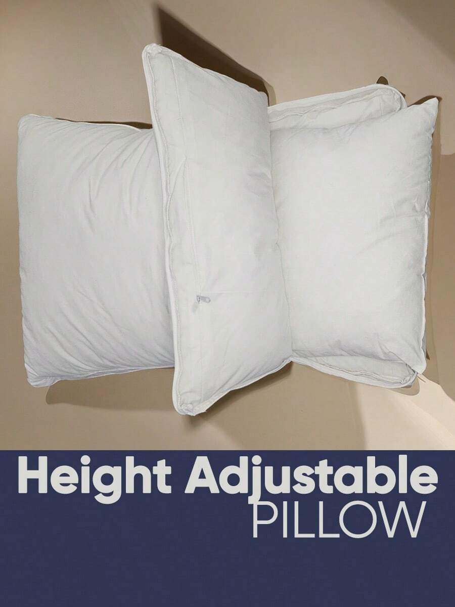 Adjustable Height Pillow – 50x70 Cm – Microfiber Fabric With 600g Outer & 200g Inner 100% Microgel Fiber Filling – White Piped Edges – Zippered & Non-Quilted – Breathable & Washable – Made In Turkey - White - View 1