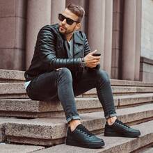 Men's Casual Tennis Shoes Original Sneaker Street Shoes - 黑色 黑色 - 查看 3