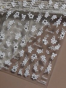 1pc Elegant Floral 3D Nail Art Sticker, Self-Adhesive, White Flower & Leaf Pattern With Rhinestones, Create Exquisite Nails, Suitable For Women & Girls DIY, Ideal For Autumn/Winter Party Manicure Nail Stickers - White - View 6