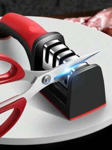 1pc Rapid Kitchen Knife Sharpener, 4/3 Gear Grinding System, Fast & Efficient Grinding, Maintenance, Sharpening & Polishing Tool, Non-Slip Handle, Easy To Use, Black & Red Surface Treatment, Suitable For Steel & Ceramic Knives, Knife Sharpener, Kitchen Accessories, Tools, Knives, Kitchen Supplies, Kitchen Cutlery, Knife Sets, Pencil Sharpener, Folding Knife, Knife Sharpener, Valentine's Day, Valentine's Day Decor - Multicolor - View 6