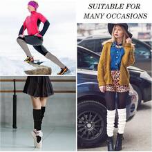 Long Leg Warmers Women 24 Inch Over Knee Knit Ribbed Leg Warmer Stirrup Yoga 80s Party Dance Ballet Supply - Hitam, Putih, Abu-abu - View 5