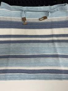 Women's Knit Striped Set Summer Sleeveless Spaghetti Strap Camisole Tops Low Waist Mini Skirt 2 Piece Outfit - Blue - View 3