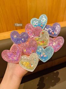 10 件心形液体流沙发夹，可爱女孩发饰适合日常使用