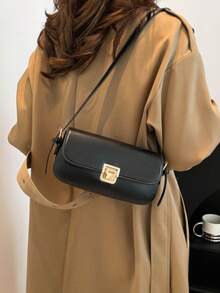 高品质女士新款2025百搭包包小众包单肩小方包女腋下包 - 黑色 - 查看 5