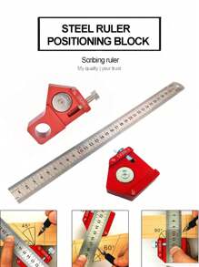 1 Pc Aluminum Alloy Steel Ruler Positioning Block 45/60/90 Degree Angle Scriber, Line Marking Gauge Woodworking Square Scriber, Right Angle Ruler, Height Ruler, Woodworking Measuring Tool, Woodworking Scriber For Ruler Locator Woodworking Woodworking Marking Measuring Tools
