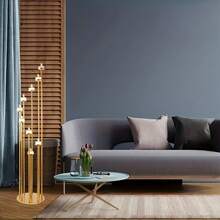 9-Arm Candle Holder, Floor Candelabra For Fireplace Decor, Gold/Black Metal Candle Stand For Pillar Tealight Candles, Suitable For Wedding, Christmas, Home Decor, Birthday Party - Multicolor - View 3