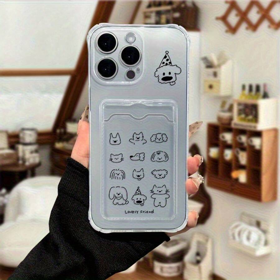 Funda de alta gama con ranura para tarjeta y fotos, compatible con phone 16, 15, 14, 13, 12 Pro, 16, 15, 14 Plus, 13, 12, 11 Pro. Esquinas reforzadas con TPU suave para mayor protección contra caídas. - transparente - Ver 1