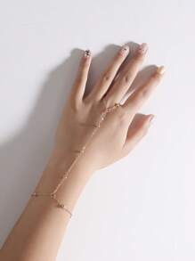 1pc Fashionable Pearl Finger Chain, Inexpensive & Delicate Bracelet Suitable For Women's Daily Wear