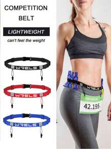 WRELS 1pc Marathon Belt Race Number Band - Lightweight, Free, Convenient, Adjustable Size And Reflective Design - No Pressure For Running At Night, Suitable For Running, Cycling, Triathlon, Marathon