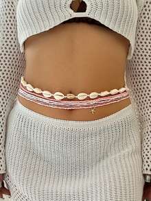 6 款波西米亚度假风格贝壳、米珠、腰链、沙滩海星、身体首饰链，女士