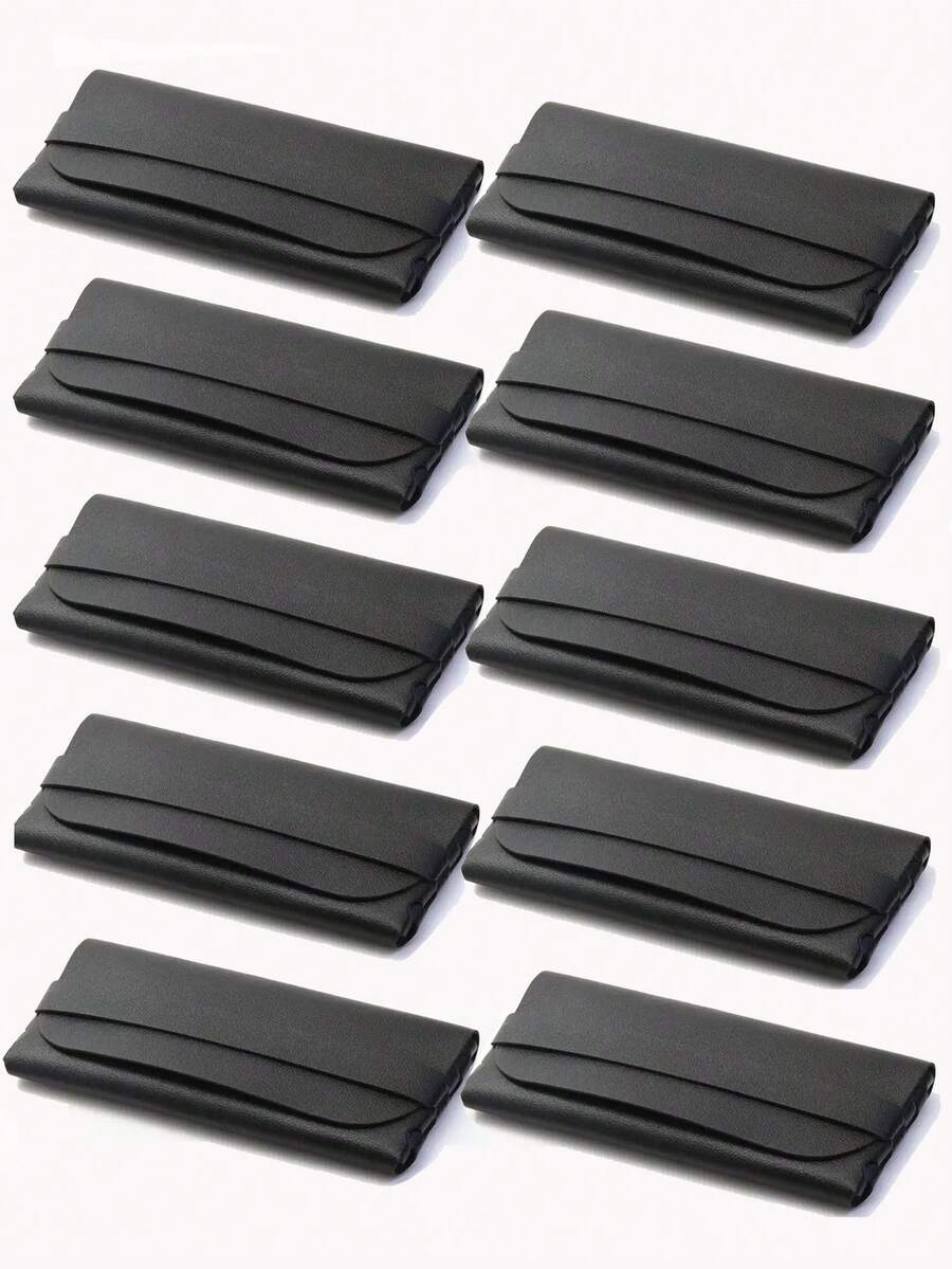 10 件黑色简约优雅便携式眼镜盒，男女适用，非常适合旅行和行李 - 黑色 - 查看 1