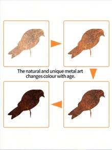 4pcs Rustic Metal Bird Silhouette Ornaments, Lifelike Vintage Patina Metal Birds Statues, Garden Decorations For Thanksgiving, Halloween, Christmas