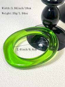 1pc Vintage Versatile Tie Dye Resin Bangle, Glitter Geometric Design, Gradient Fit For Banquet & Party, All Season Wear, Green
