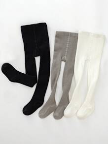 3/1 Pack Girls Toddler Ribbed Thermal Lined Tights, Classic Black/White/Gray, Soft & Comfortable, Fashionable & Versatile Leggings, Suitable For Toddler Autumn/Winter Daily Wear & Holidays