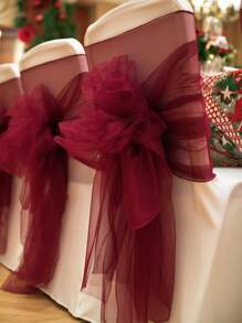 1 Stück burgunderrote transparente Hochzeitsbogengardinen - perfekt für Weihnachten, Weihnachtsdekoration Chiffongardinen für Zeremonie, Verlobung, Empfang und Hintergrunddekoration - elegante, romantische rustikale Partydekoration, Brautparty, Jahrestag, fließende romantische Hochzeitsbogengardinen und Überwurfdekorationen