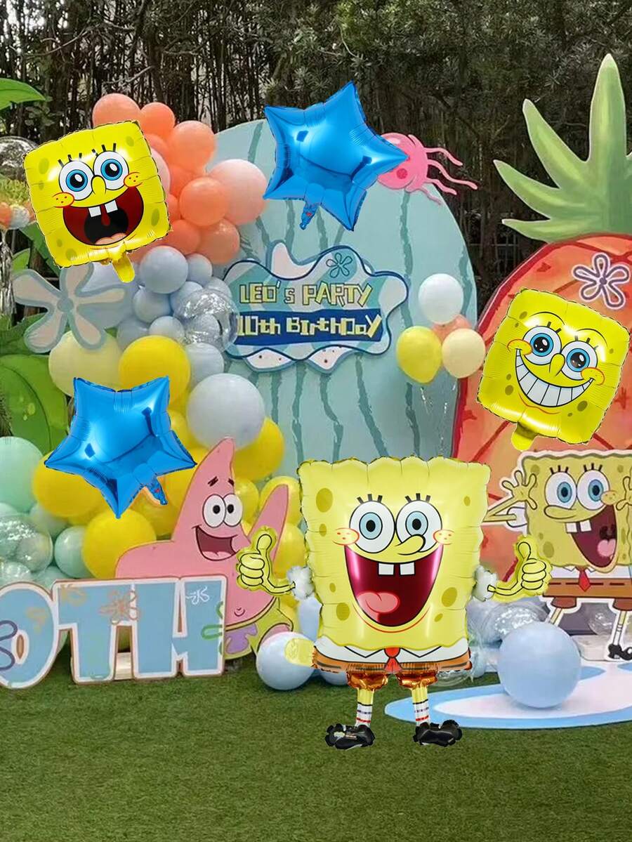 SpongeBob SquarePants 海绵宝宝和铝箔气球和彩色卡通乳胶气球海绵宝宝和派大星形状人物铝箔气球 - 彩色 - 查看 1