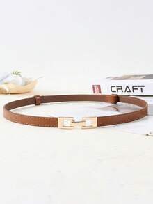 1 peça cinto elegante minimalista ajustável com fivela elástica na cintura, adequado para várias roupas e uso diário, verão, escola - Preto - Ver 10