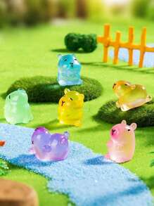 6/12/24pcs Miniature Capybara Ornament, Mini Capybara Resin Charms Glow In The Dark Little Capybara Capybara Mini Luminous Capybara Mini Resin Figurines Tiny Animals Ornament Toy For Jewelry Making Garden Micro Landscape Aquarium Decorations Garden Decoration Outdoor Decor Garden Accessories Fairy House Decoration