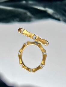 1 件优雅的 S925 纯银竹节形戒指，奢华优雅的女士戒指，适合日常佩戴、办公室、派对、情人节、生日礼物、银饰 - S925竹節銀戒指 - 查看 3