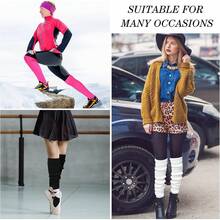 Long Leg Warmers Women 24 Inch Over Knee Knit Ribbed Leg Warmer Stirrup Yoga 80s Party Dance Ballet Supply - Hitam, Putih, Abu-abu - View 11