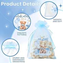 10 piezas/20 piezas Bolsas de regalo para baby shower, bolsas de gasa transparentes de 4x6 pulgadas, azul/rosa para niño/Girl, pequeñas bolsas transparentes en bulk para fiestas de babys showers Rev Gender de género, pouches para almacenamiento de joyas, bolsos con cordón para fiesta de dulces