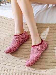 1/3/6 Pairs Random Women's Plush Non-Slip Ankle Socks - Fuzzy Floor Socks, Soft, Breathable & Comfortable Low-Cut Short Socks For Home Wear, Women's Socks & Stockings For Daily Use Halloween Winter Autumn Christmas Socks Women