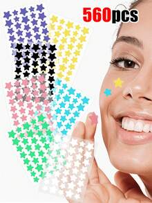 2000pcs Star-Shaped Face Stickers - Gentle, Non-Irritating, Decorative Stickers, Waterproof & Breathable, Essential For Daily Face Stickers, Portable, Suitable For Travel, Gatherings, Makeup Tips, Photo Props, Available In 1400/1120/560/280pcs - Multicolor - View 8