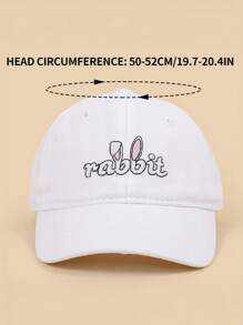 1 pieza Sombrero de protección solar con impresión de orejas de conejo para niños, gorra de béisbol bordada adorable para actividades al aire libre y atuendo diario