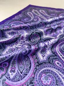 1条女士佩斯利印花围巾，优雅缎面领巾头巾，连衣裙配饰