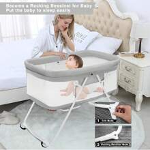 UBRAVOO Babybett, 2-in-1-Babybetten und Babywiegen, Einfach Zusammenklappbares Reisebett mit Matratze Inklusive, Multifunktionales Stubenwagen Baby für Neugeborene-Khaki