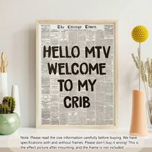 1pc Unframed Welcome To My Crib Prints - Vintage Newspaper Prints, Typographic Canvas Posters, 70's Pop Wall Art, Aesthetic Wall Art, Posters, Wall Art, Room Decoration Stuff, Modern, Quotes (Optional Frame)
