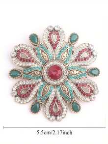 Exquisite Baroque Court Brooch High Quality Vintage Personalized Hollowed Corsage Party Jewelry Enamel Pins - Colors - View 3