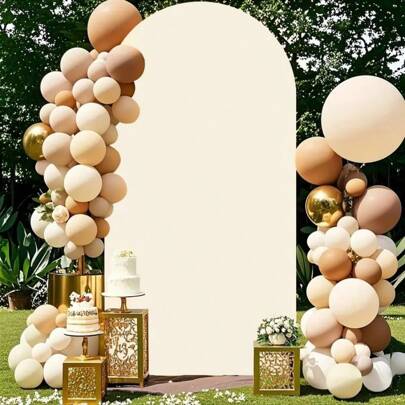 1 Stück hellrosa U-förmiger elastischer halbkreisförmiger Dekorationsüberzug, geeignet für Geburtstagsfeiern, Hochzeiten, Innen-/Außenkulissen, U-förmiger Hochzeitsbogen Hintergrundrahmenüberzug, Partydekoration, ganzjährig (Metallrahmen nicht enthalten)