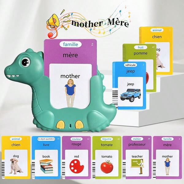 French & English Talking Flash Cards For Toddler , Bilingual Learning Montessori Toys With 224 Sight Words, Speech Training Toys, Children's Sensory Preschool Learning Educational Birthday Gifts