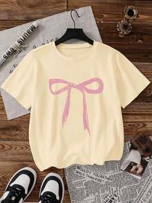 女式印花上衣复古蝴蝶结印花T恤、海鲜假日复古图案上衣、美学衬衫、90年代风格夏季女式短袖、短袖、图案T恤、夏装、休闲夏装、夏季T恤、Y2k上衣、夏季假日上衣