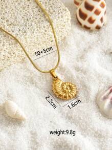 1 Peça Colar Elegante e Luxuoso com Pingentes em Forma de Tartaruga do Mar, Estrela-do-Mar e Concha, Banhado a Ouro 18K, Aço Inoxidável, À Prova D'água, Elegante e Versátil, Adequado para Mulheres