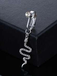 1 件性感优雅的蛇头肚脐夹，镶嵌合成锆石，无需穿孔，适合女性佩戴，适合夏季及所有季节，是馈赠佳品 - 彩色 - 查看 1